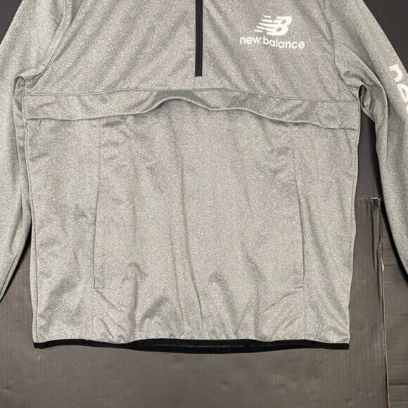 New Balance Mens Size M  1/4 Zip Water Resistant Soft Shell Hooded Jacket Gray - Picture 13 of 14